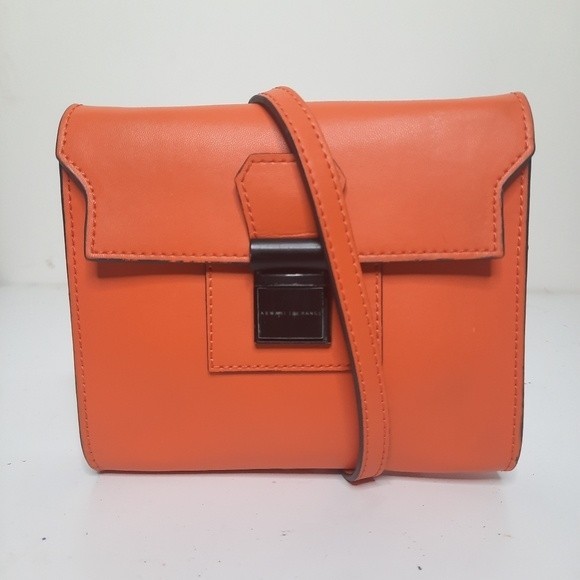 Armani Exchange Handbags - Armani Exchange Orange Leather Chain Shoulder Bag